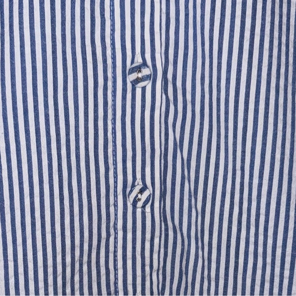 HOLLY SHAE DESIGN | CAROLINE DRESS SEERSUCKER | BELL SLEEVES | BLUE | SZ SMALL - Picture 6 of 13